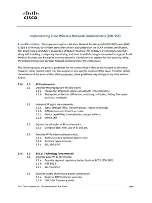 CCNA Wireless Certification (200-355 WIFUND) Exam Topics