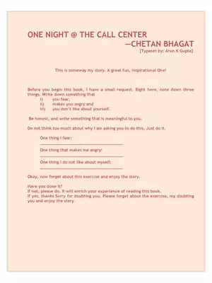 One Night at The Call Centre Book