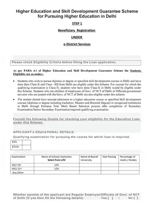 Delhi Govt Higher Education Loan Scheme