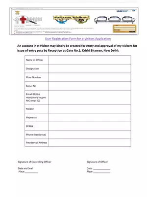 E-Visitor User Creation Form