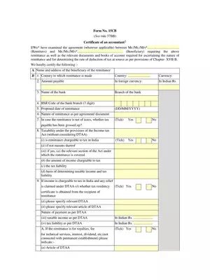 Form 10CB Certificate of Accountant