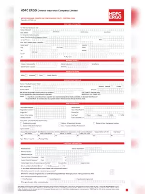 HDFC ERGO Motor Car Insurance Form