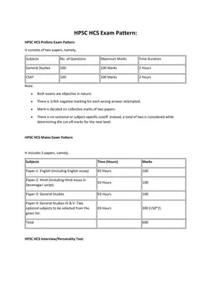 HPSC HCS Exam Pattern