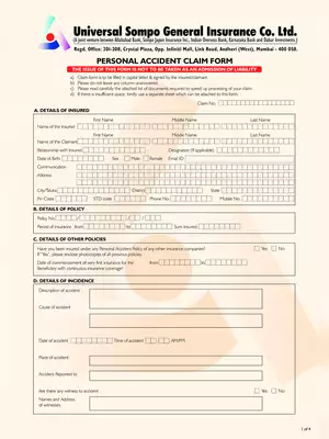 KBL Suraksha Personal Accident Claim Form