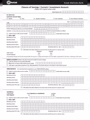 Kotak Account Closure From