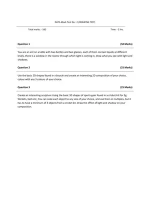 NATA Previous Year Paper For Drawing Test 2