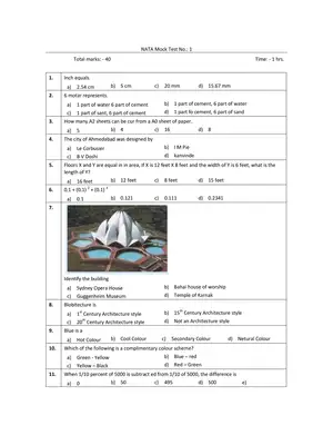 NATA Previous Year Question Paper 1