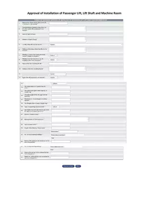 Registration Form Approval of Installation of Passenger Lift, Lift Shaft and Machine Room Delhi