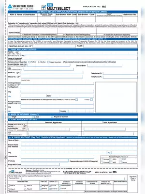 SBI Mutual Fund Application Form