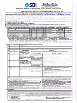 SBI Specialist Cadre Officer Recruitment