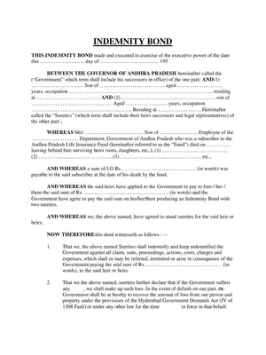 TSGLI Indemnity Bond Application Form