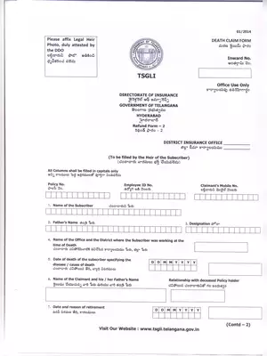 TSGLI Refund Application Form (Death Claim)