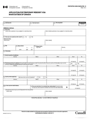 Visa Application Form For Canada