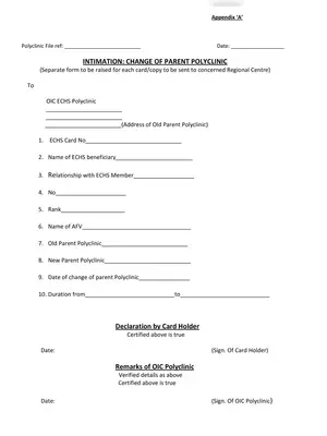 Application For Change of Parent Polyclinic