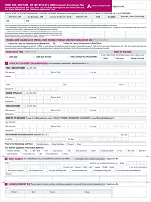 Axis Mutual Fund Common Application Update Form