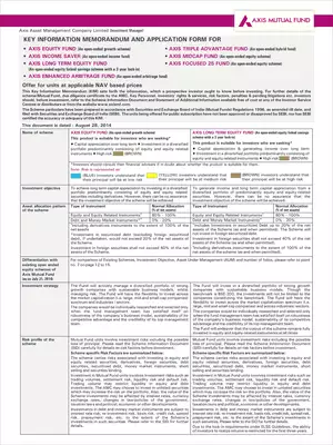 Axis Mutual Fund Equity & Hybrid Fund Fillable Form