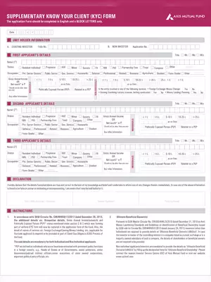 Axis Mutual Fund Supplementary Know Your Client (KYC) Form