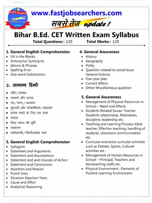 Bihar B.Ed Combined Entrance Test 2020 Syllabus