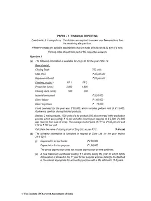 CA Final (OLD) Group 1 Question & Answer May 2019