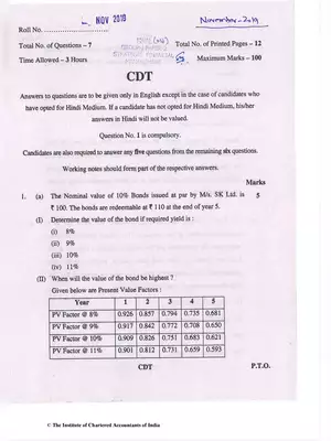 CA Final (OLD) Strategic Financial Management Question Paper Nov 2019