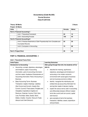 CBSE Class 11 Accountancy Syllabus 2019 -20