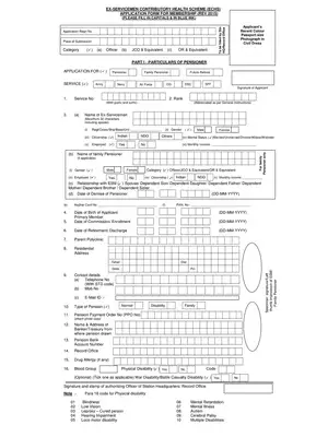 ECHS Membership Smart Card Application Form