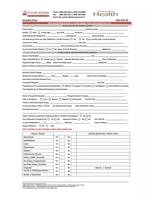 Future Generali Claim Form For Cashless Facility