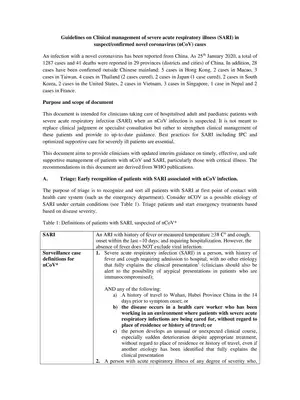 Guidelines on Clinical Management of Severe Acute Respiratory Illness (nCoV)