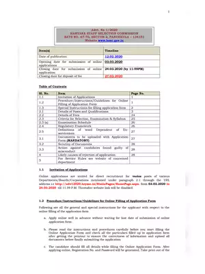 HSSC Various Posts Notification 2020