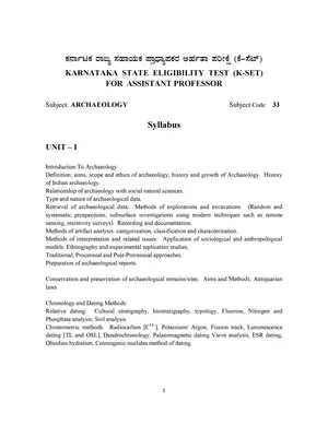 KSET Assistant Professor Exam Archaeology Syllabus & Question Paper 2020