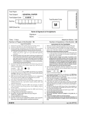 KSET Exam General Question Papers