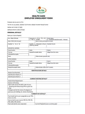 Meeseva Aarogyasri Scheme Health Card Employee Enrollment Form