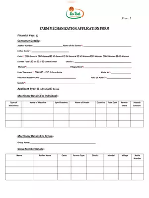 Meeseva Farm Mechanization Application Form Telangana