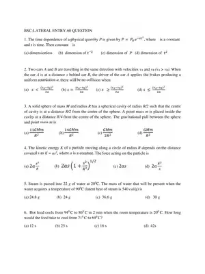 OJEE Lateral Entry B.Sc Question Paper