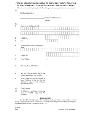 Rangareddy Telangana Application For Caste Certificate