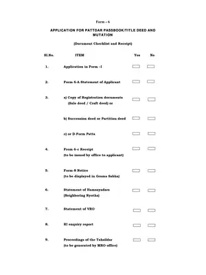 Rangareddy Telangana Pattadar Passbook Application Form