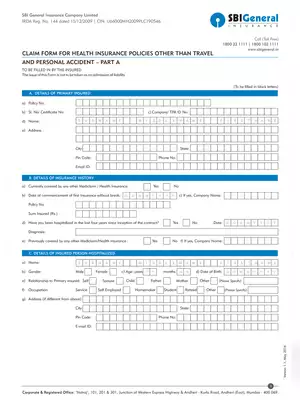 SBI Health Insurance Claim Form