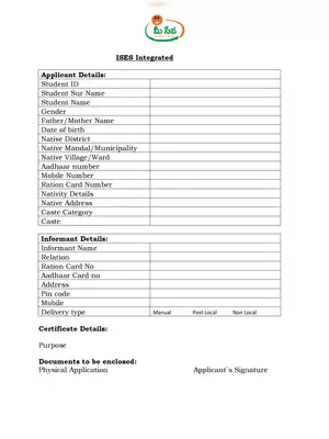 AP Meeseva ISES-Integrated Certificate Form