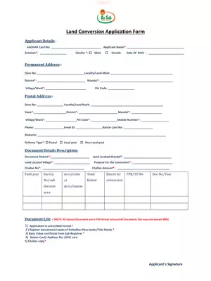 AP Meeseva Land Conversion Form