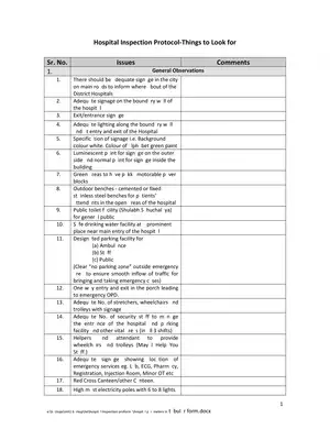 Health Department Haryana Hospital Inspection Protocol