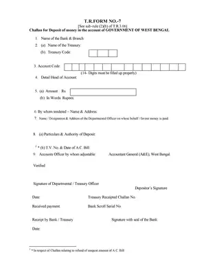 West Bengal Treasury Challan