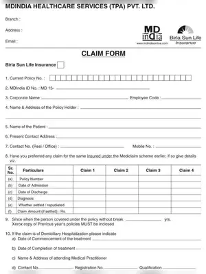 Birla Sun Life Insurance Claim Form