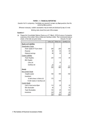 CA Final (New) Financial Reporting Question Paper Nov 2018