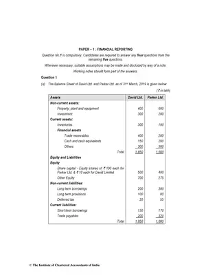 CA Final (New) Financial Reporting Question Paper Nov 2019