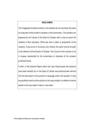 CA Final (New) Multidisciplinary Case Study Question Paper Nov 2019