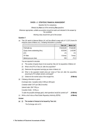 CA Final (New) Strategic Financial Management Question Paper May 2018