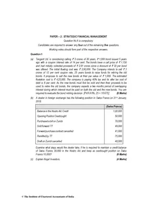 CA Final (New) Strategic Financial Management Question Paper Nov 2018