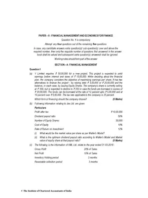 CA Inter (New) Financial Management & Economics for Finance Question Paper Nov 2018