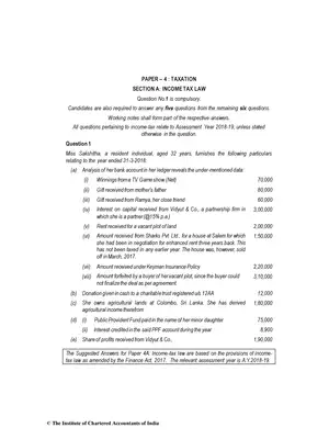 CA Inter (New) Taxation Question Paper Nov 2018