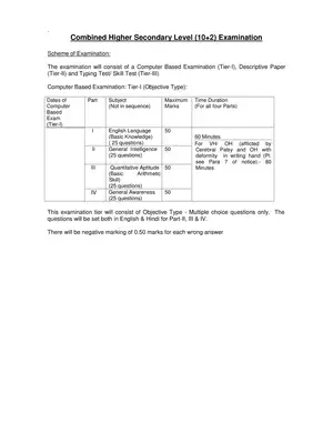 CHSL Marks Scheme Examination